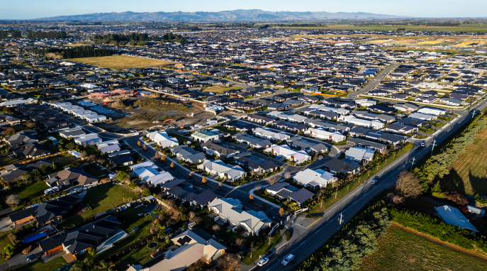 Aerial view of The Boulevard Retirement Village Rolleston